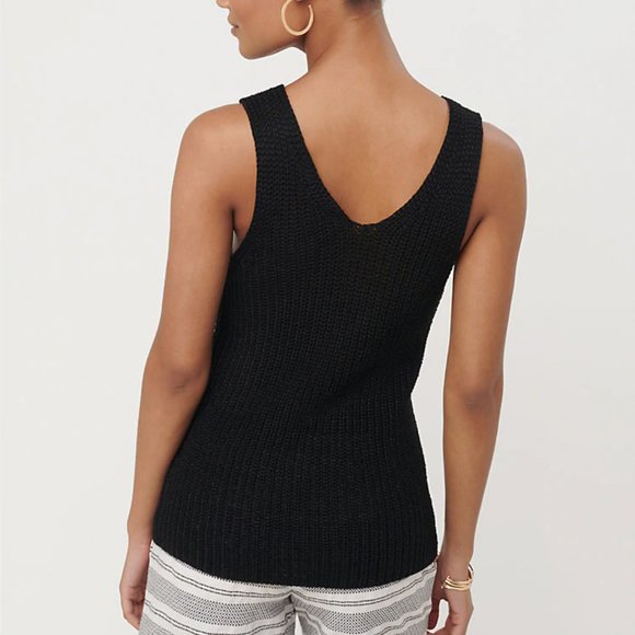 Loft Black Double V Sweater Tank - Picture 2 of 4